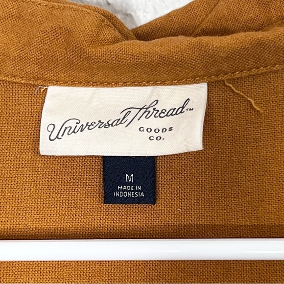 Universal Thread Womens M Linen Blend Mustard Yellow Romper Jumpsuit Pockets - Picture 11 of 15